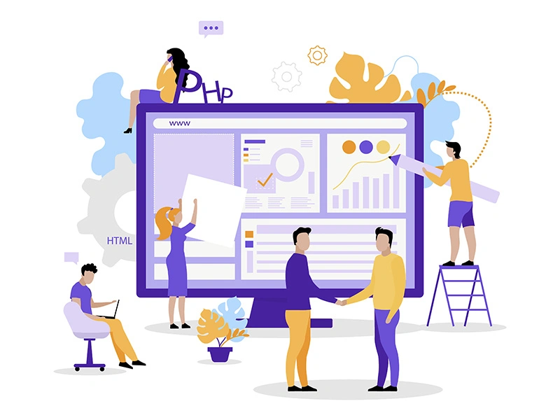 Team of designers working on a web project