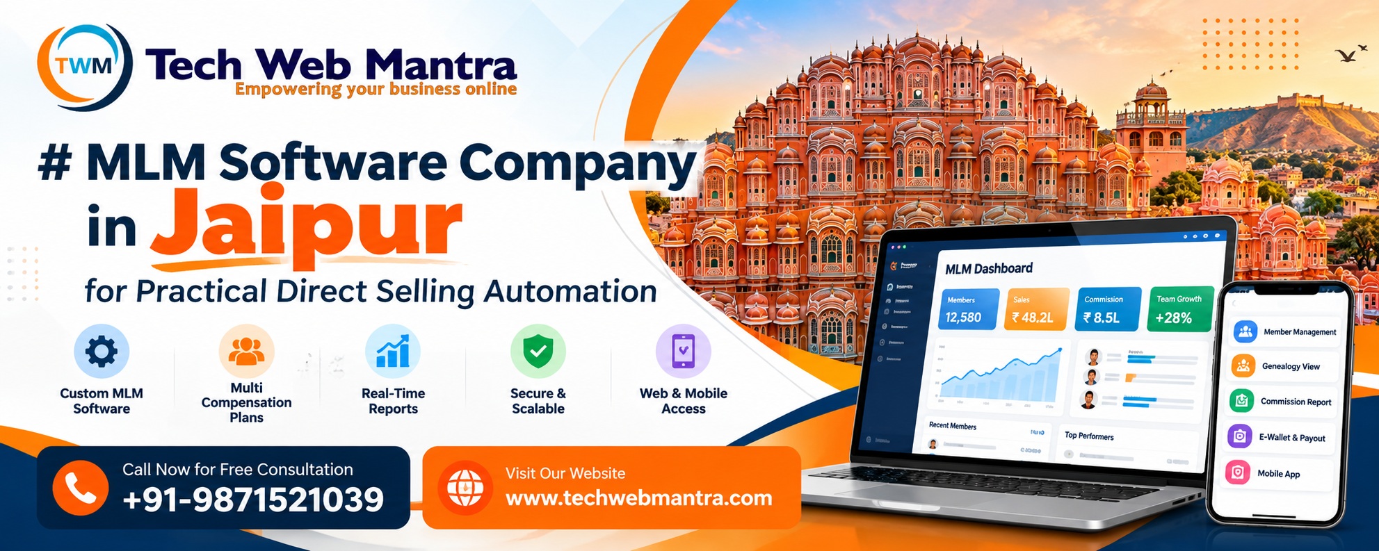 Jaipur MLM software company Tech Web Mantra – custom direct selling software and MLM business automation