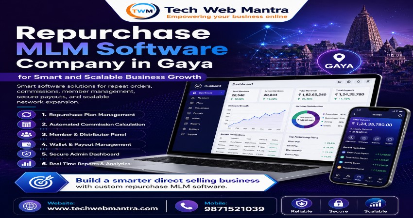 Repurchase MLM Software Company in Gaya | Tech Web Mantra +91 9871521039